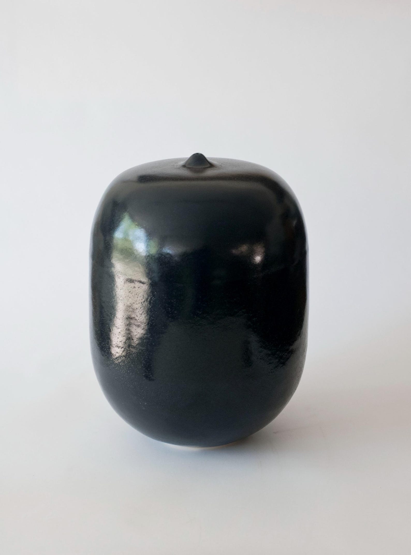 Modern shiny black ceramic vase - modern Japanese style