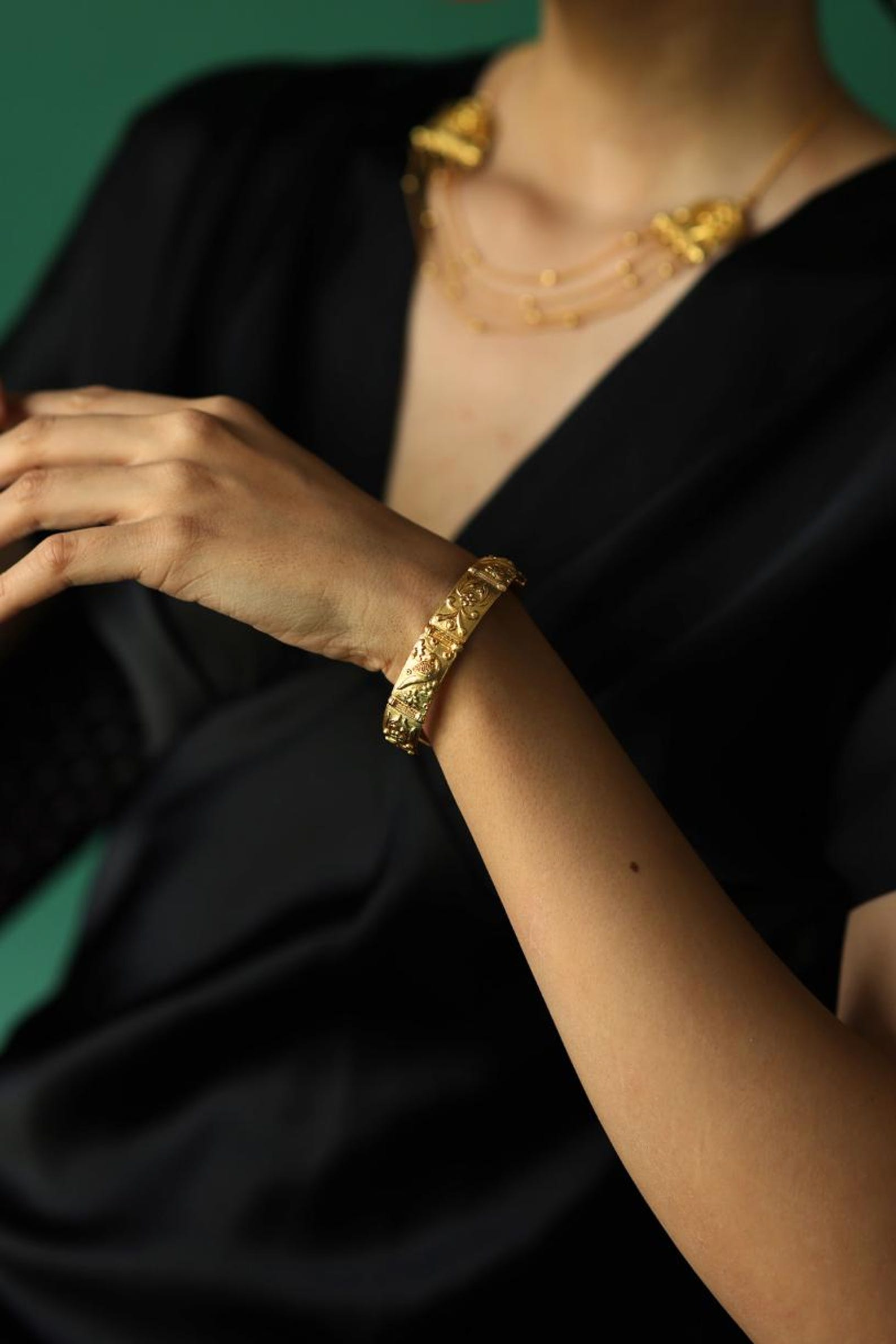 Statement Gold Cuff Bracelet- Modern Heirloom Style