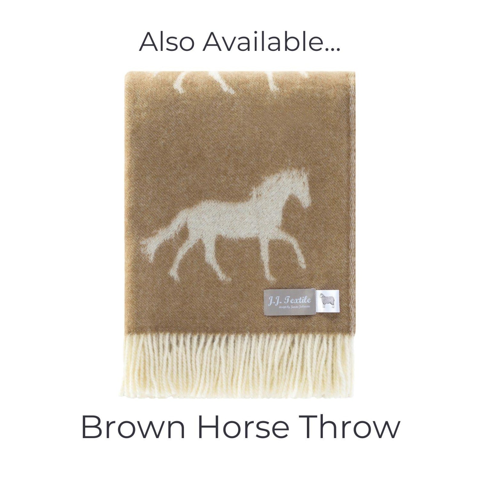 Horses Small Blanket | Brown Reversible Wool Throw | Baby Shower Gift