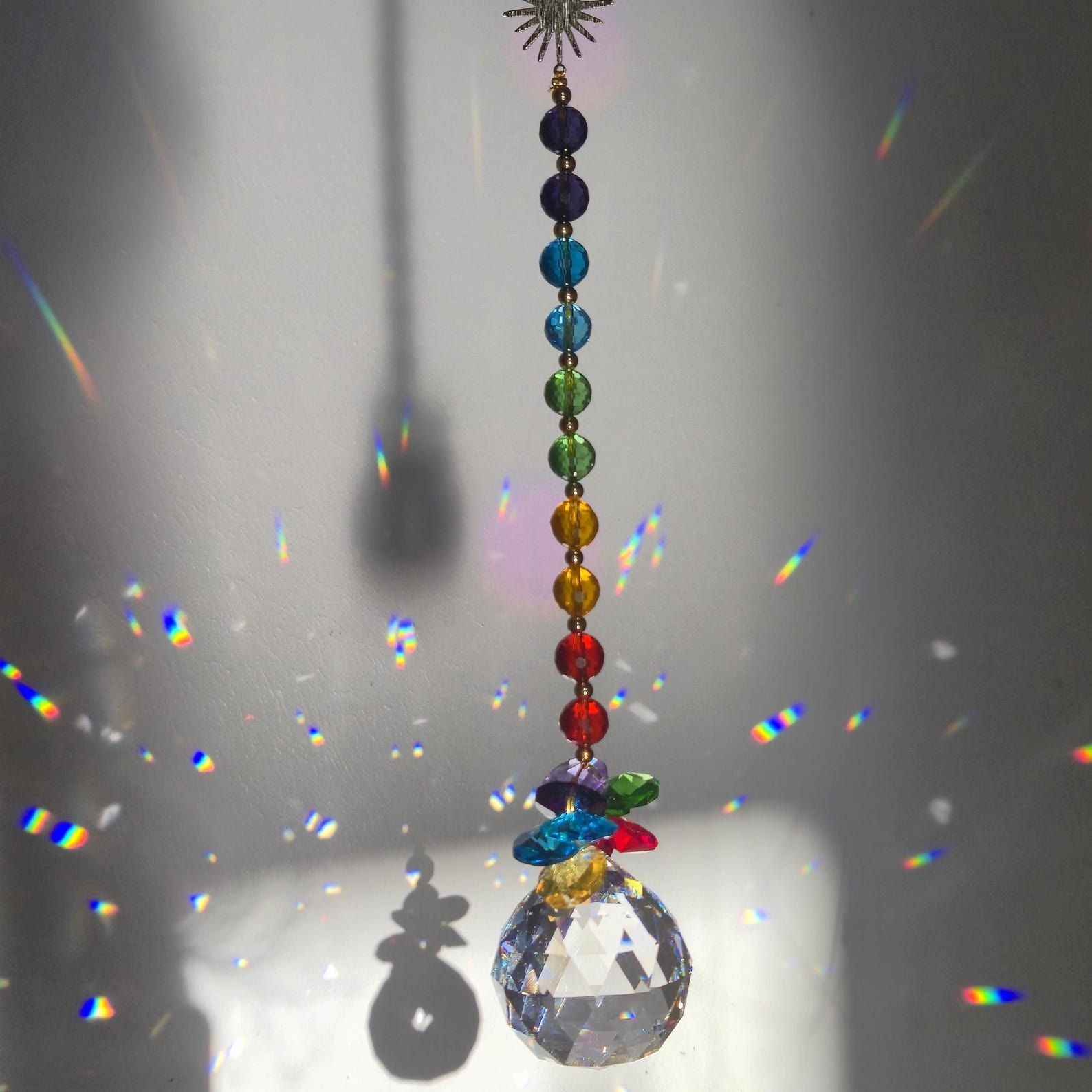 Rainbow Chakra Crystal Suncatcher – Colorful Feng Shui Suncatcher