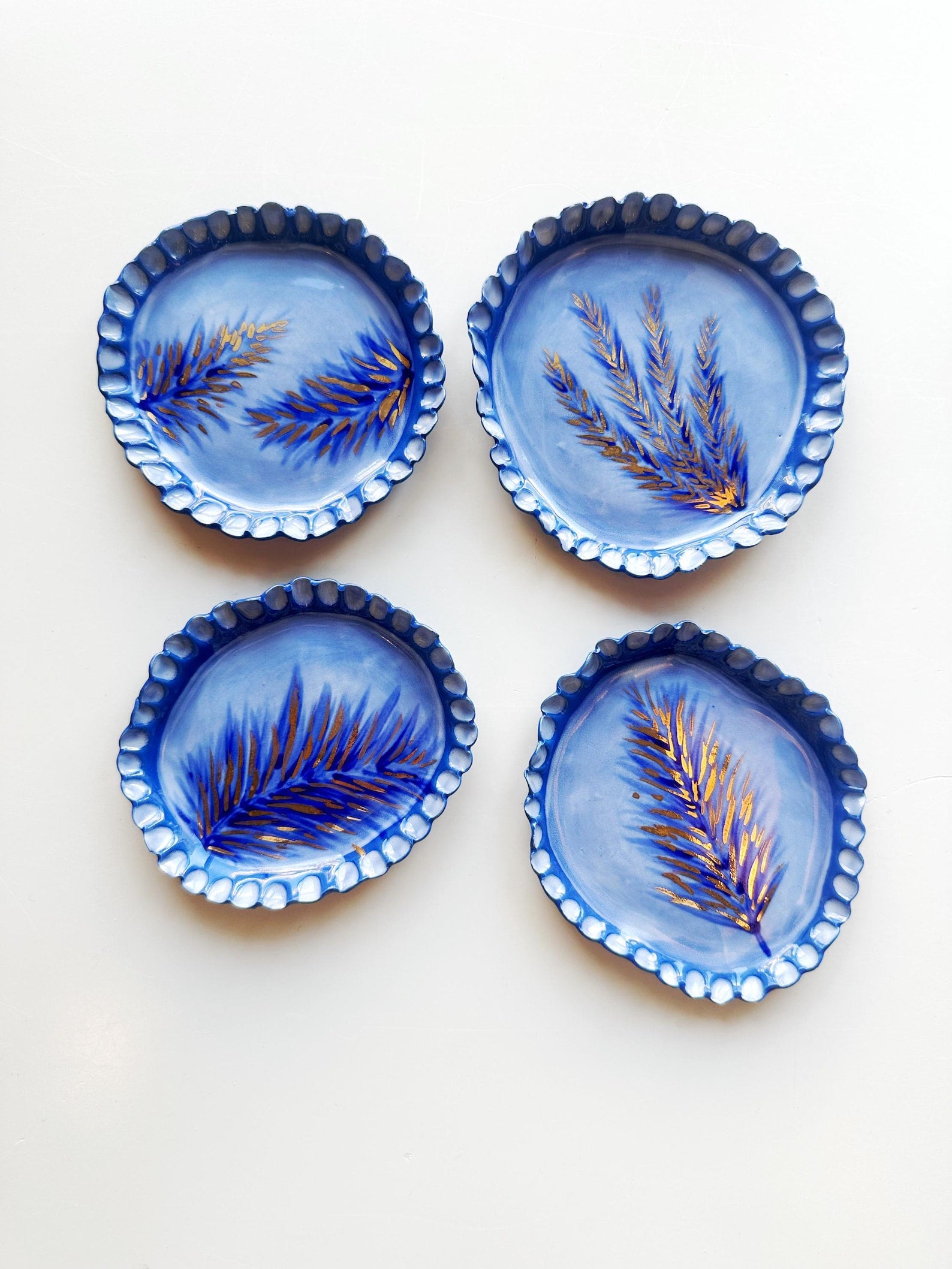 Golden Fern Dishes – Limited Edition Porcelain Plates with 22k Gold | Handbuilt & Handpainted