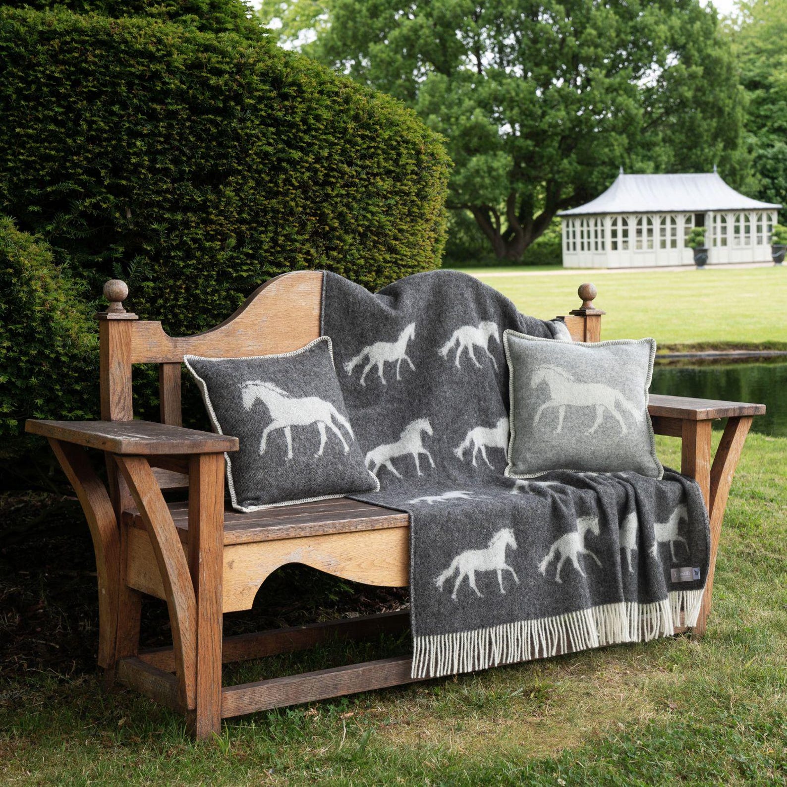 Black Horse Throw | Woven from Pure Wool |