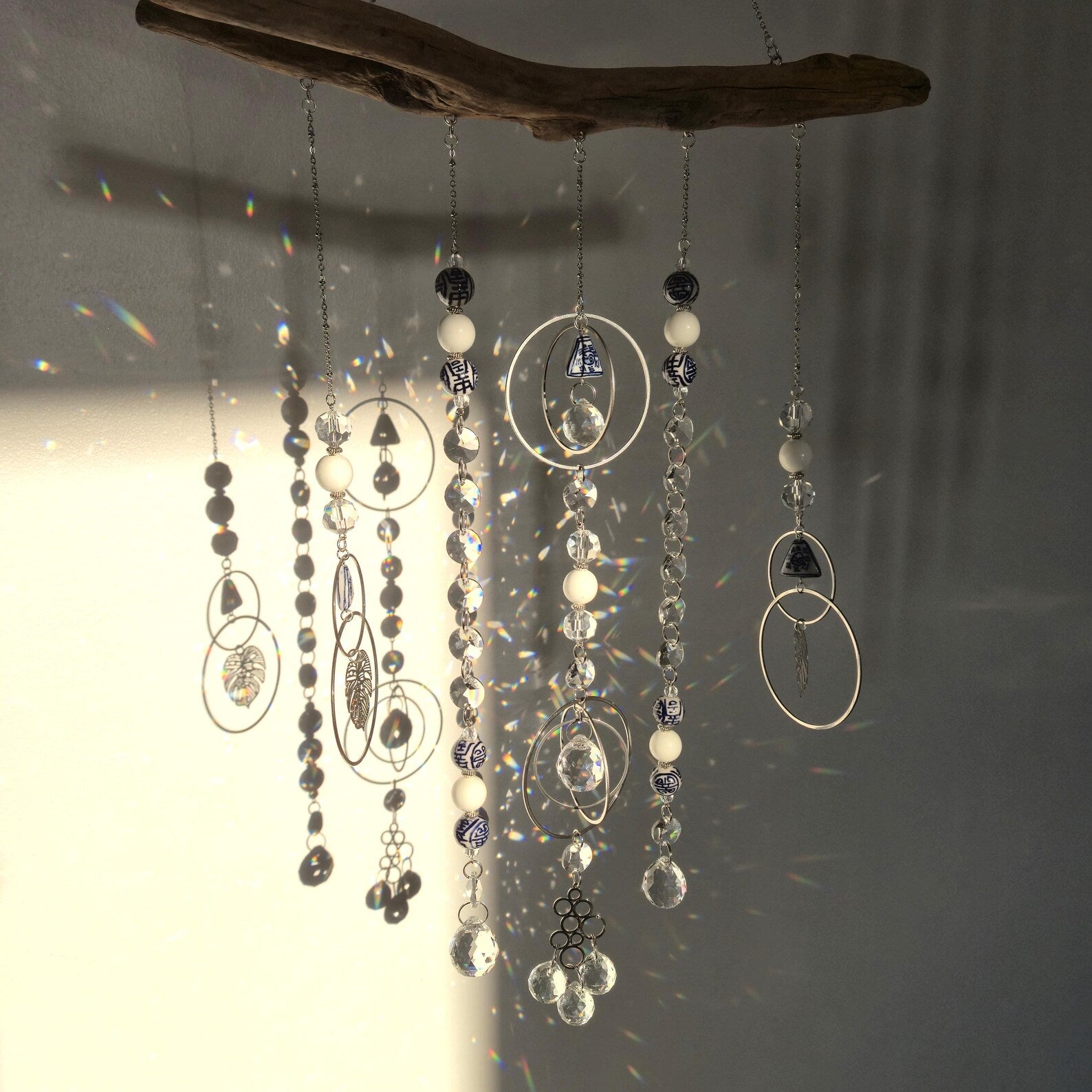 LUCIA Crystal Suncatcher - Driftwood Feng Shui Mobile - Zen Decor
