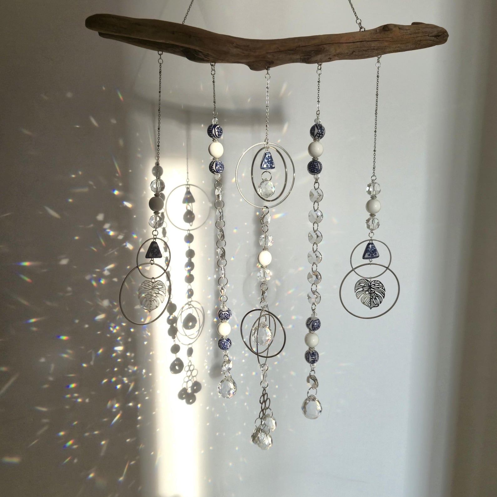 LUCIA Crystal Suncatcher - Driftwood Feng Shui Mobile - Zen Decor
