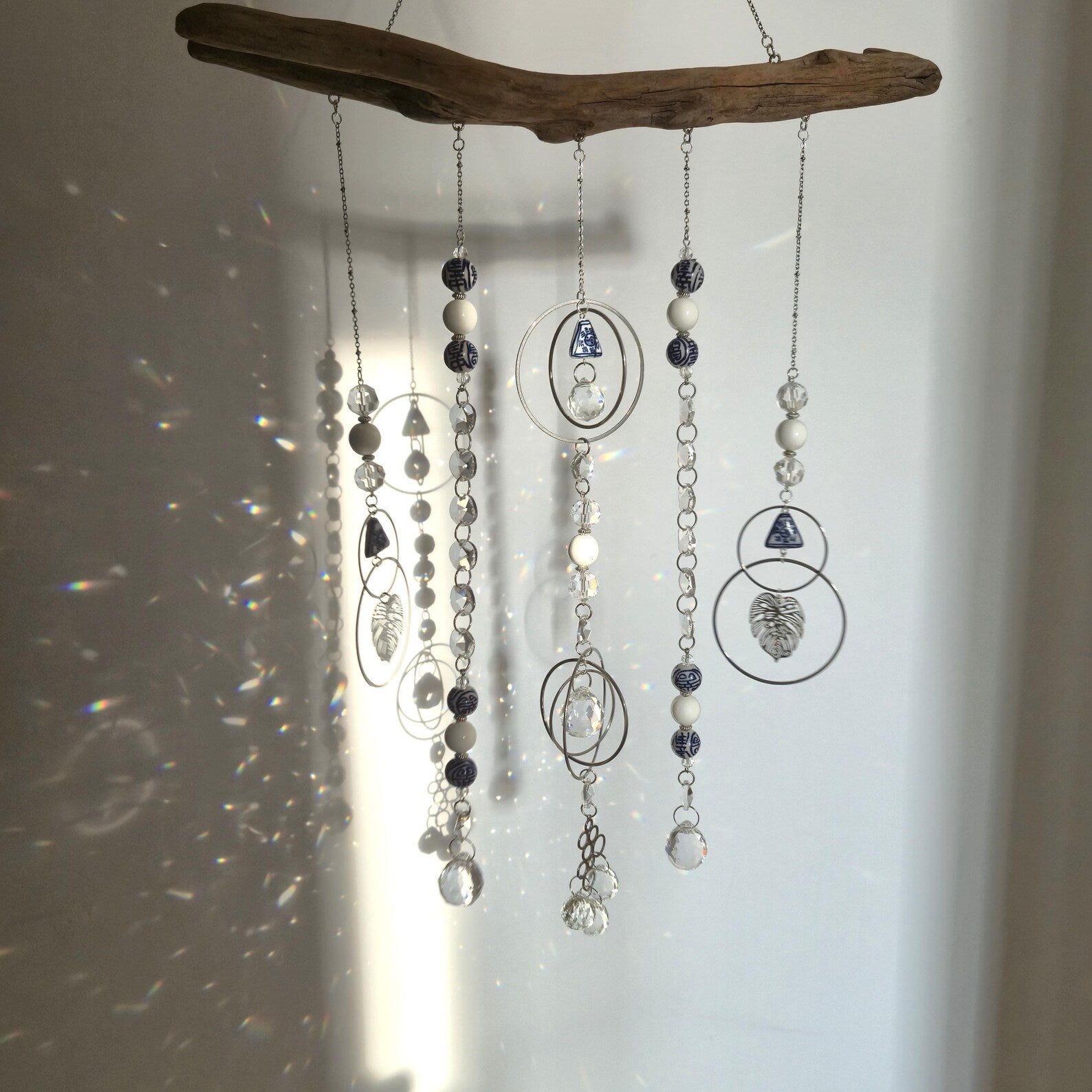 LUCIA Crystal Suncatcher - Driftwood Feng Shui Mobile - Zen Decor