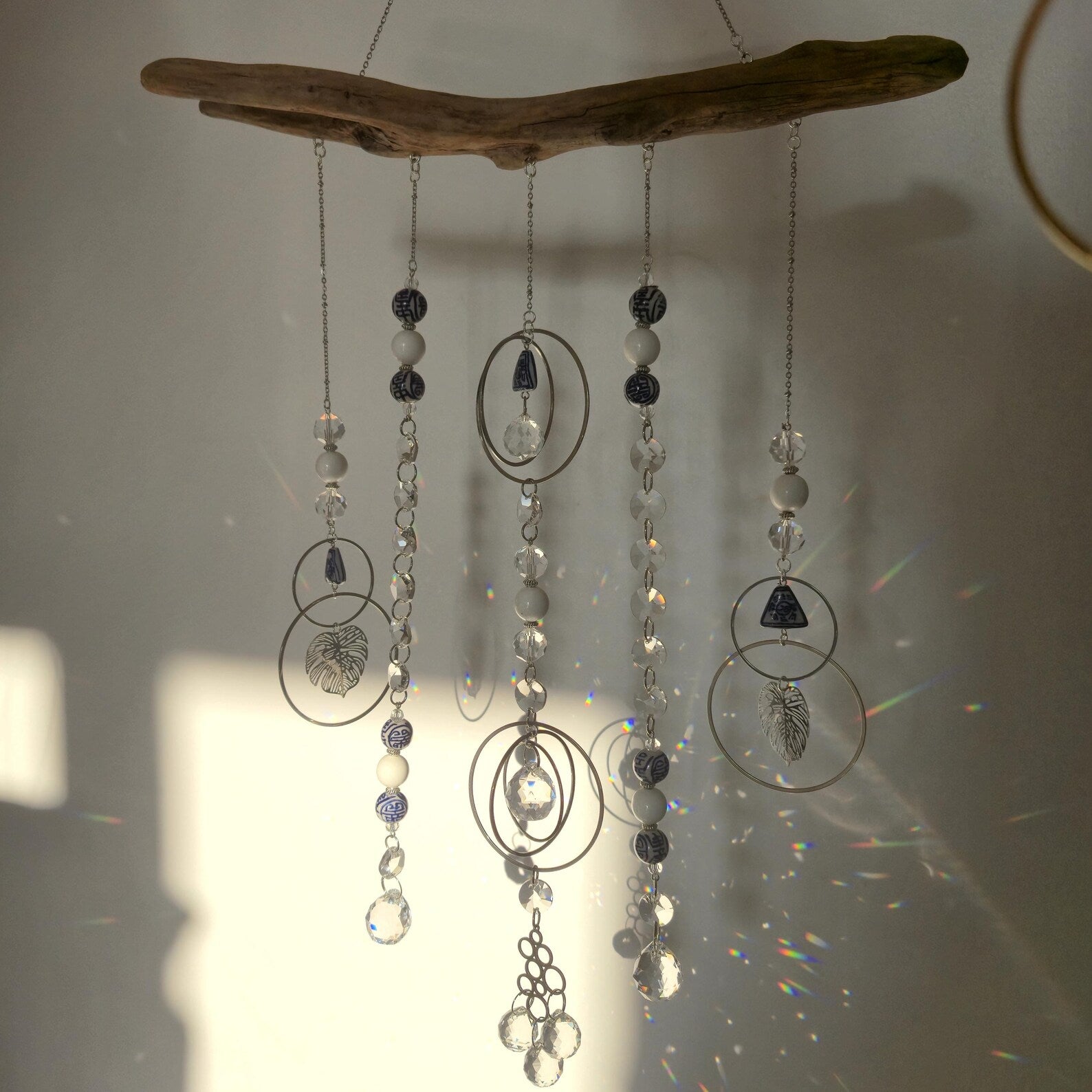 LUCIA Crystal Suncatcher - Driftwood Feng Shui Mobile - Zen Decor