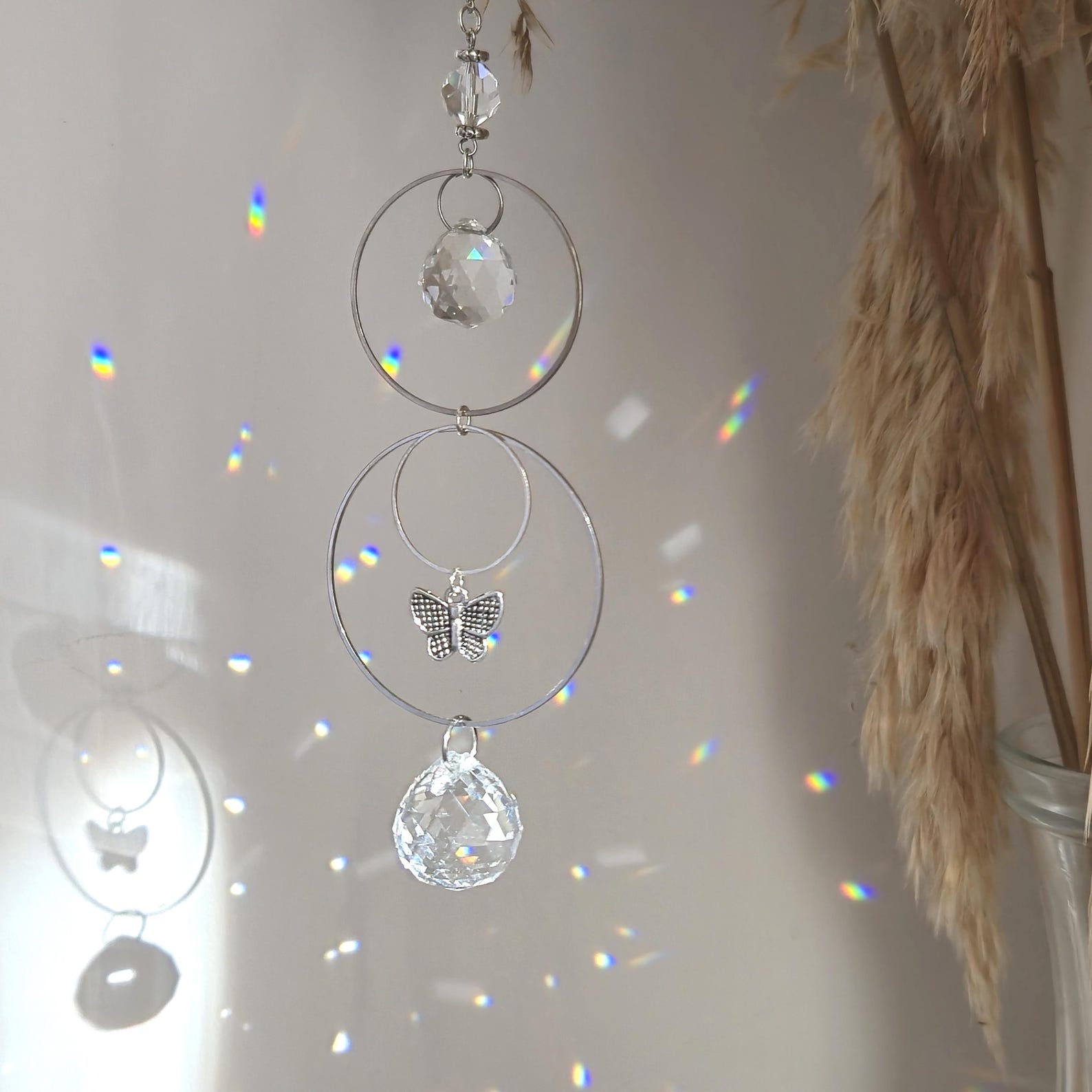 Mini Suncatcher ALYA – Steel and crystal butterfly Feng Shui