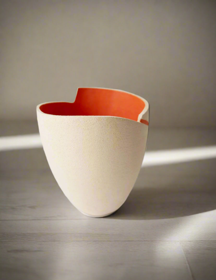 Contemporary Orange Ceramic Vase