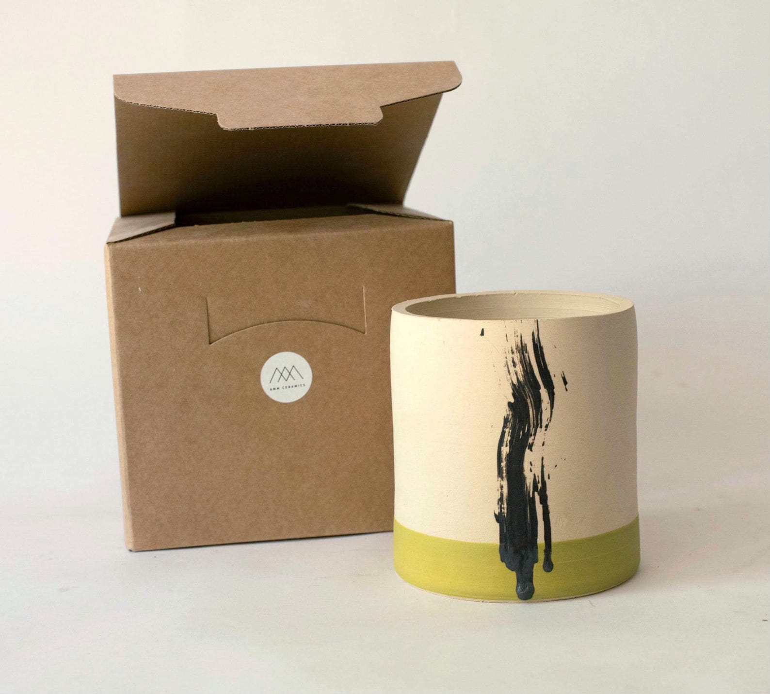 Decorative Cylindrical Ceramic Container