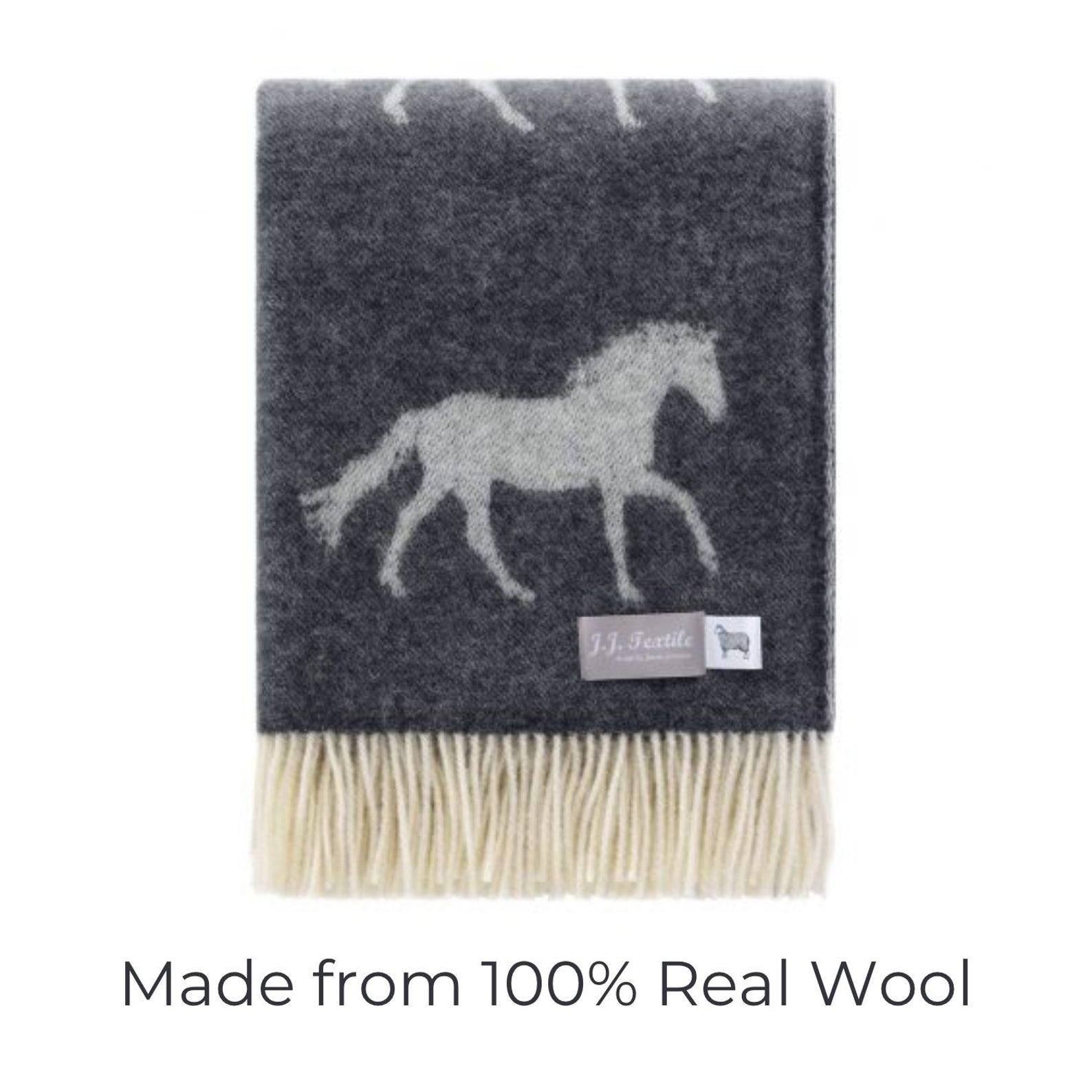 Black Horse Throw | Woven from Pure Wool |
