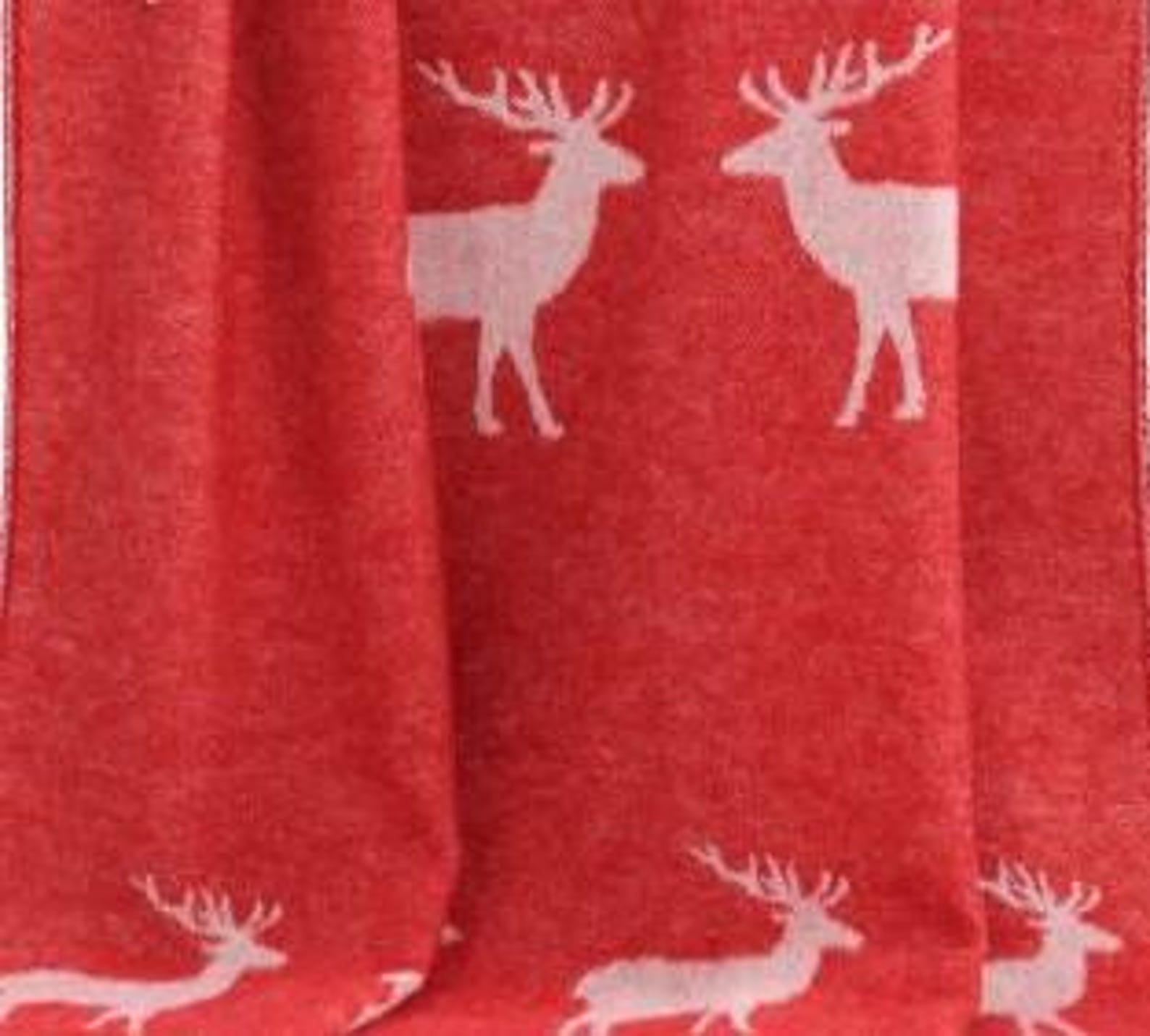 Red Deer Throw | Woven from Pure Wool | Christmas Blanket |
