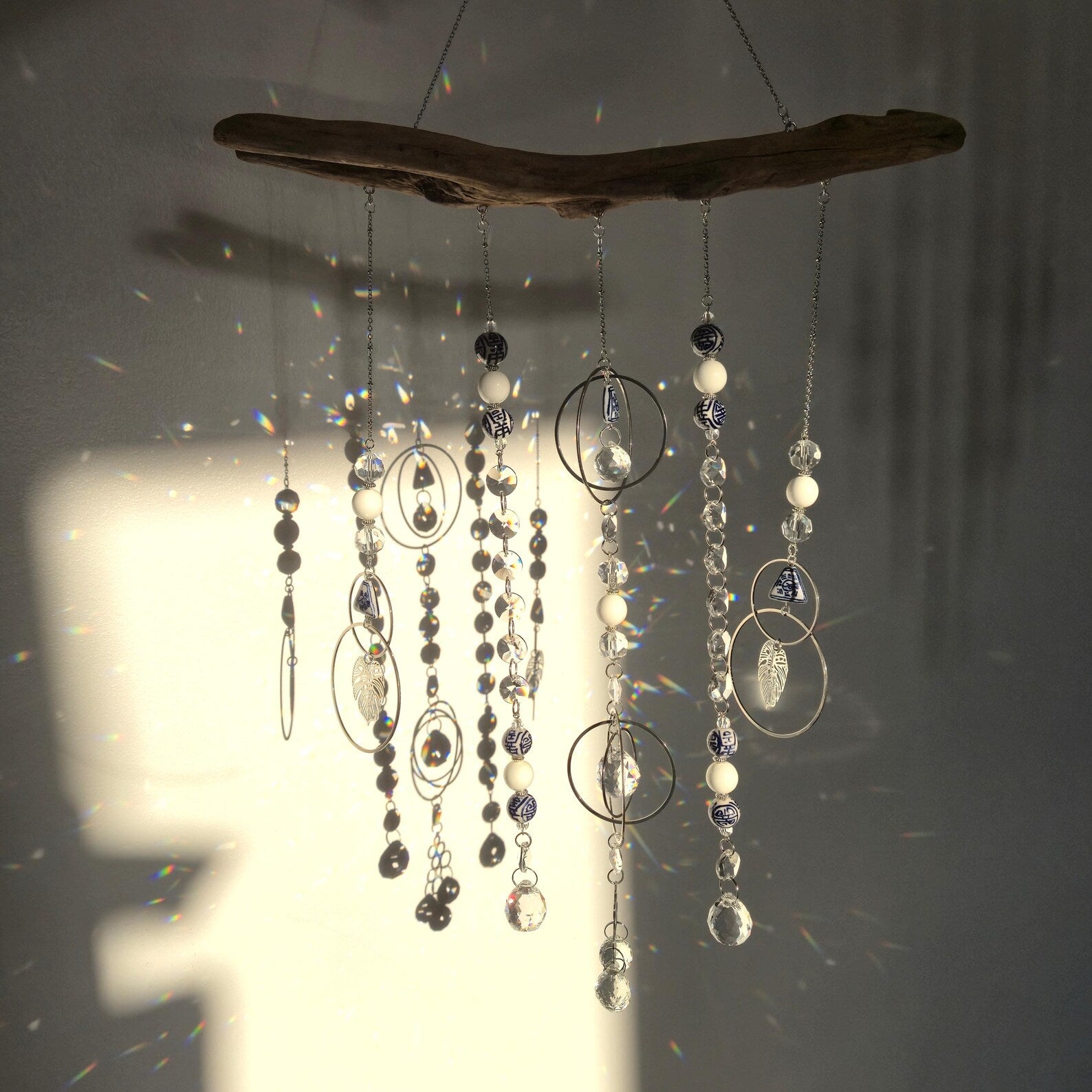 LUCIA Crystal Suncatcher - Driftwood Feng Shui Mobile - Zen Decor