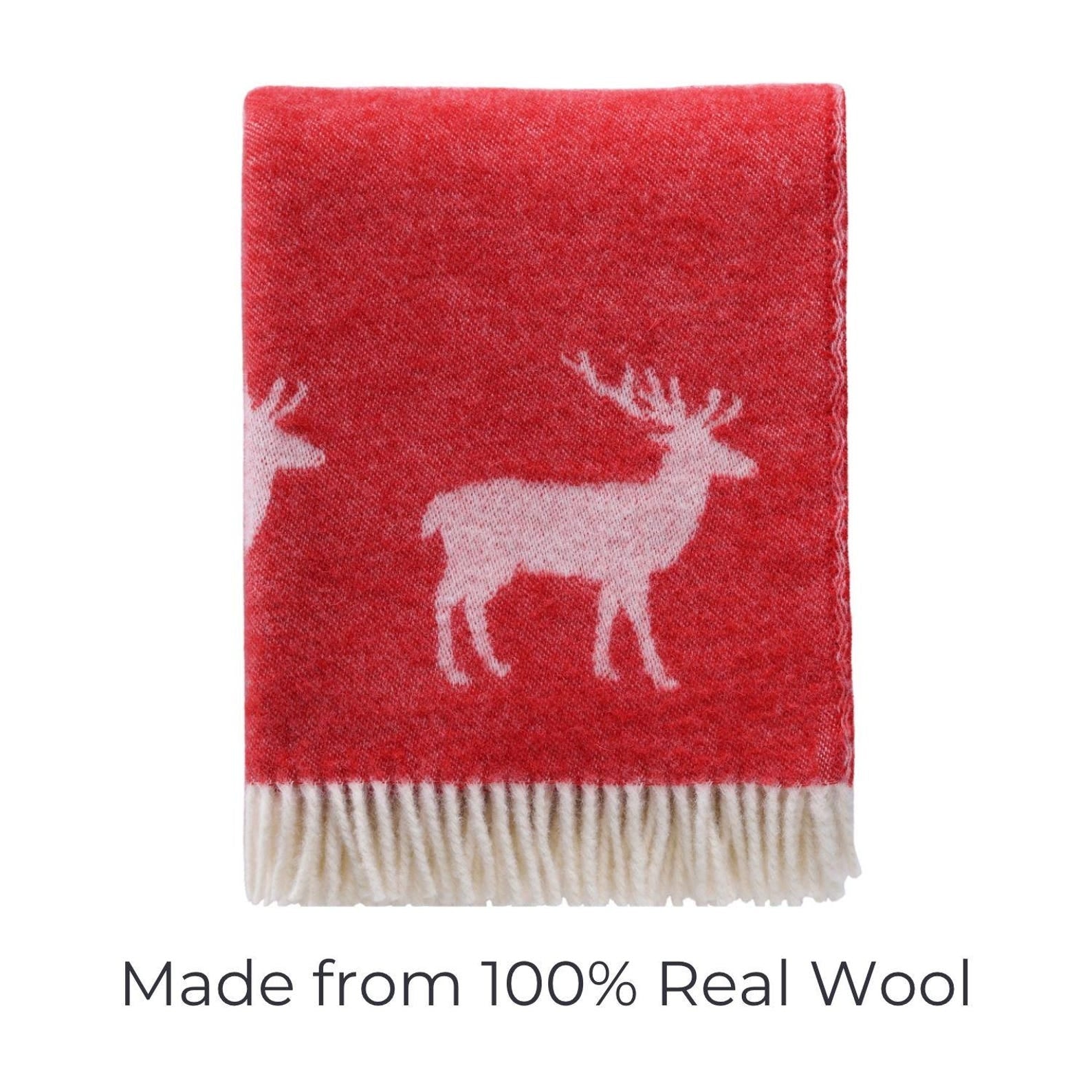 Red Deer Throw | Woven from Pure Wool | Christmas Blanket |