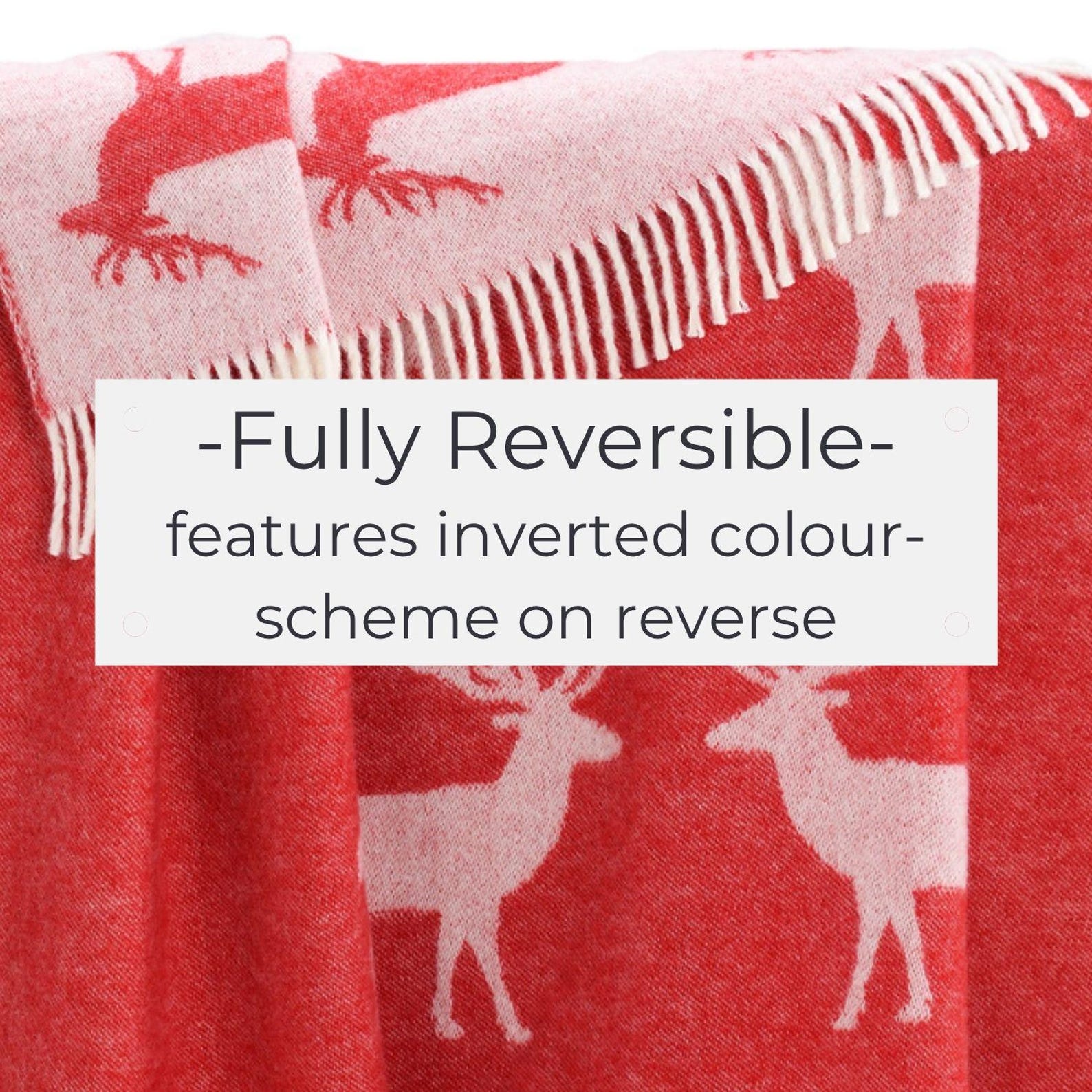 Red Deer Throw | Woven from Pure Wool | Christmas Blanket |