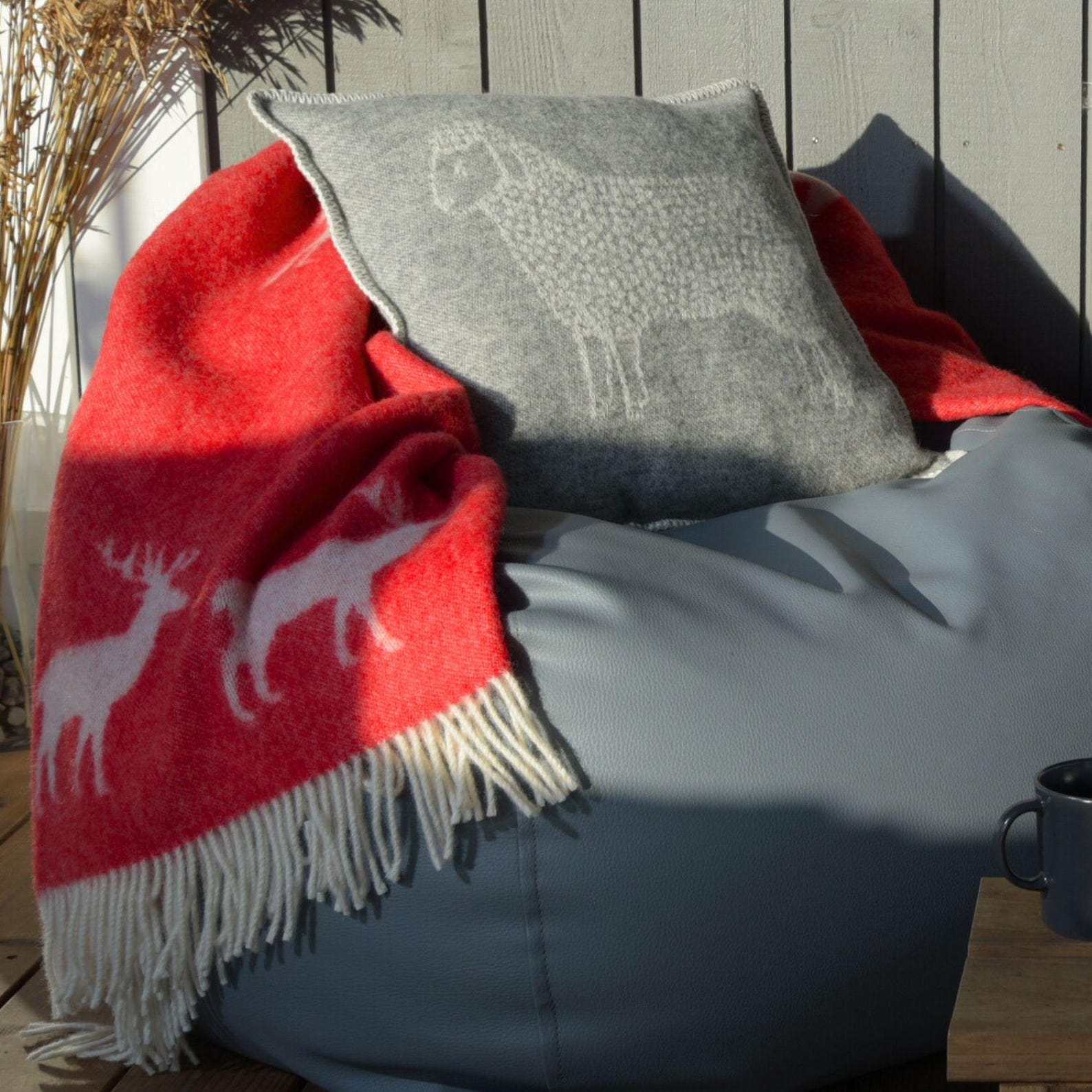 Red Deer Throw | Woven from Pure Wool | Christmas Blanket |