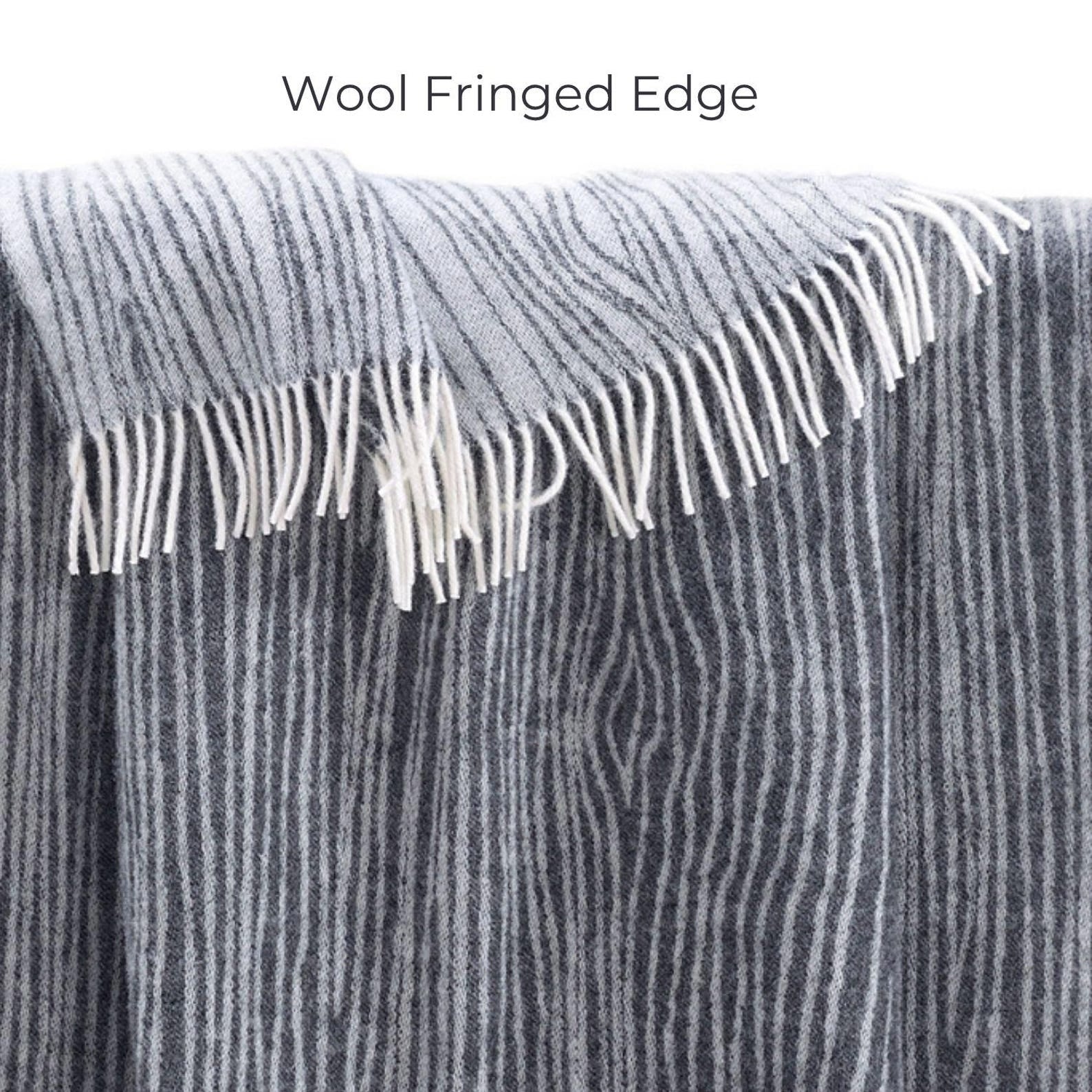 Woodland Print with Tree Bark Pattern Throw | Made from Pure Wool |