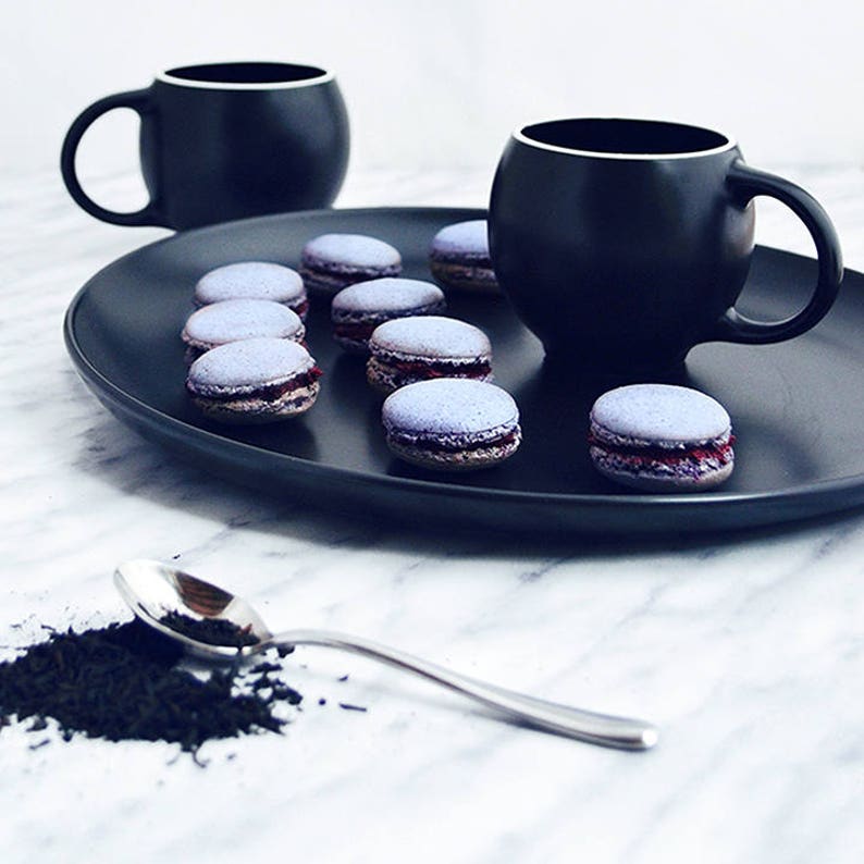 Black And White Stoneware Mugs - Set Of 2 Tea Cups