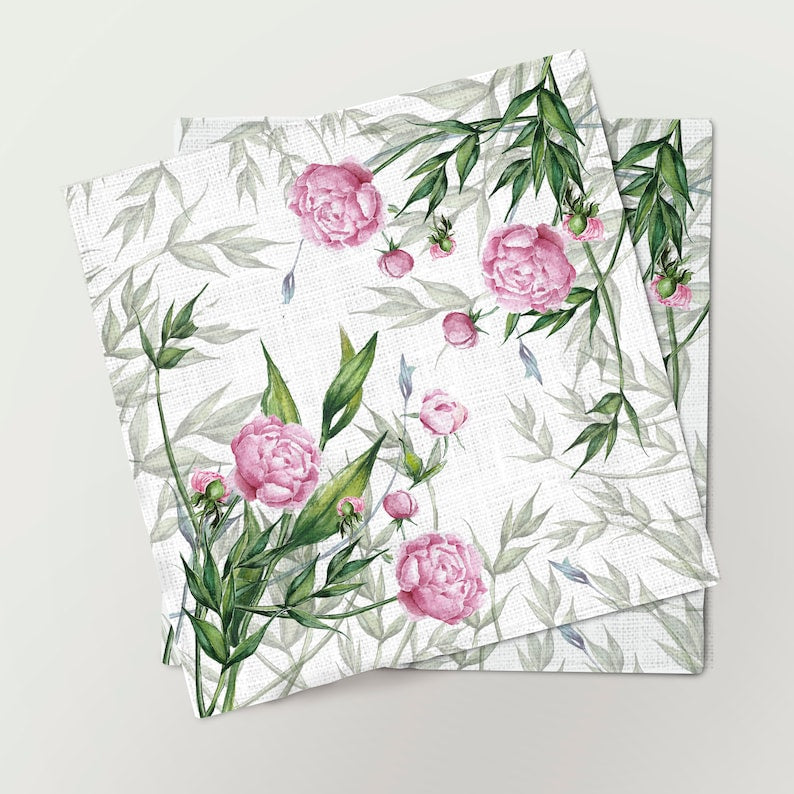 Peonies Napkins Set | 100% Linen