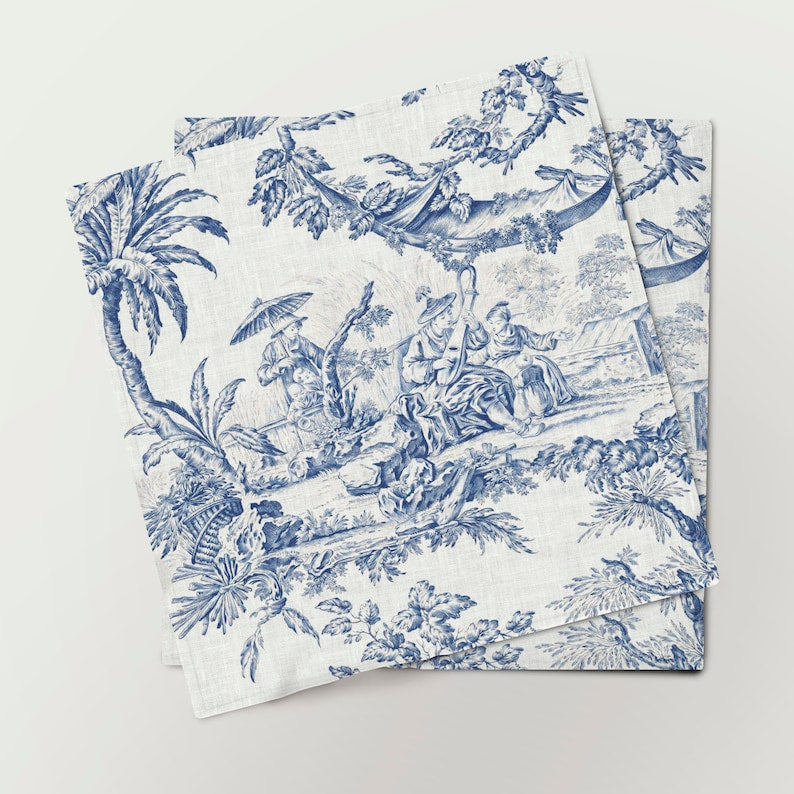 Toile de Jouy napkins set of 6 | 100% linen