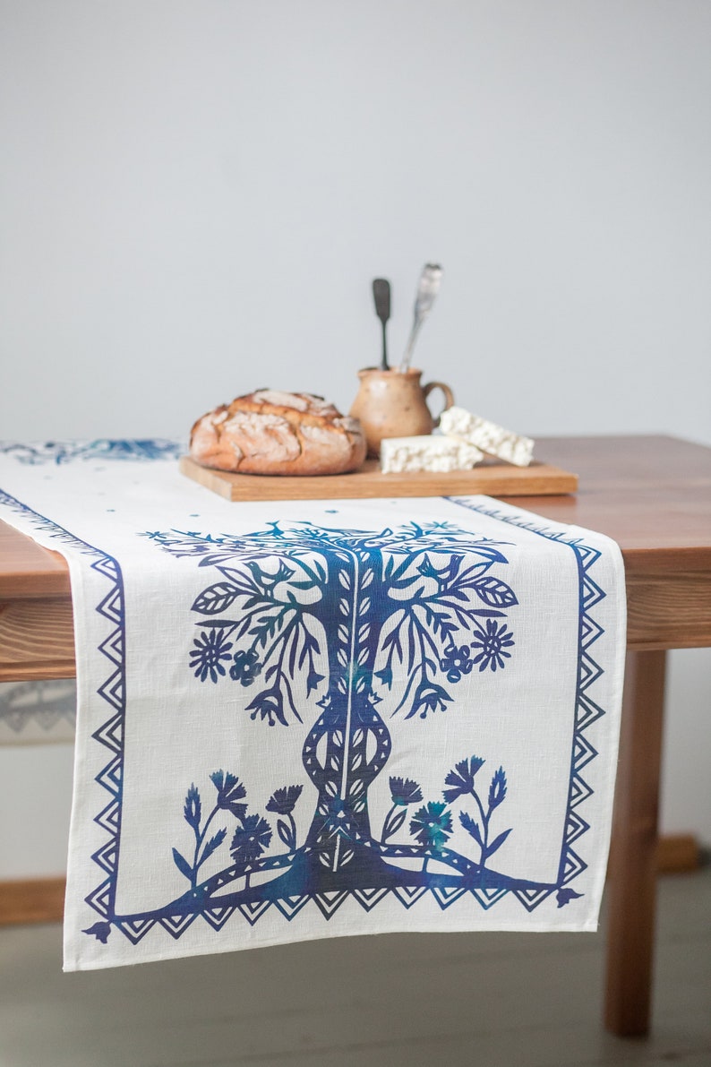 Handmade Traditional Folk table Runner | 100% Linen