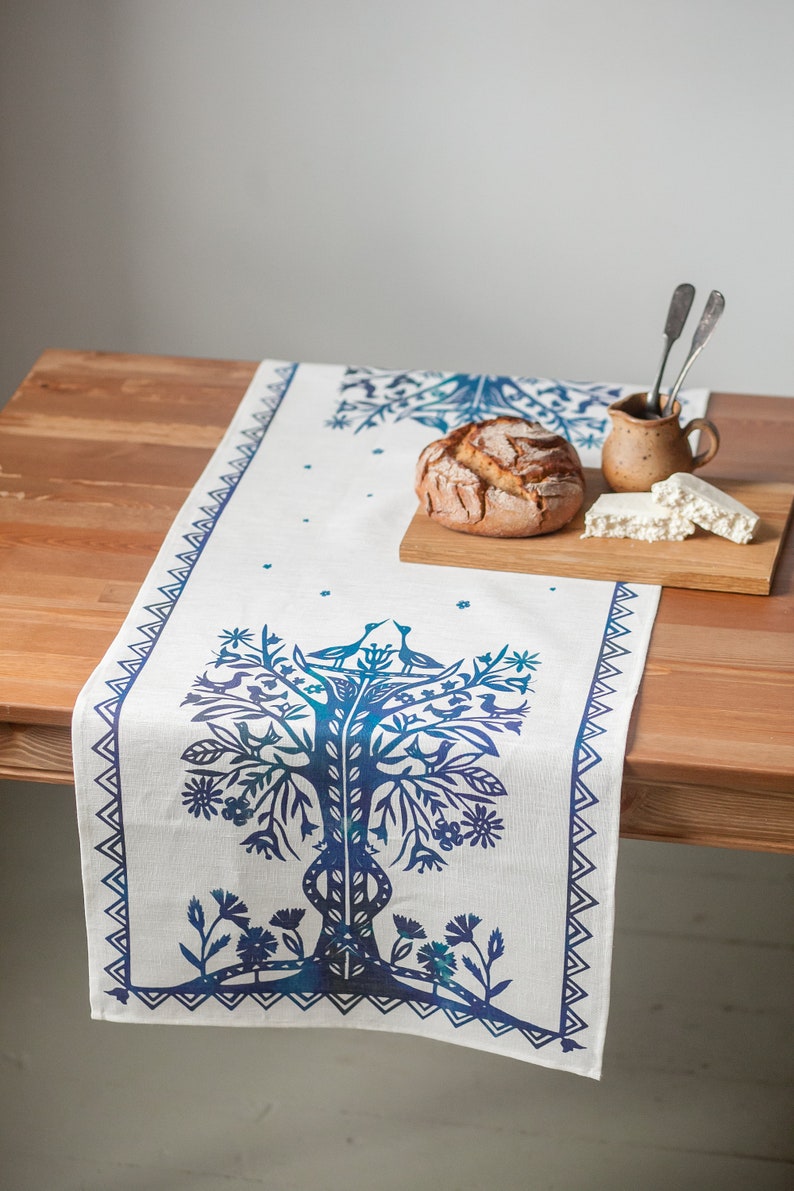 Handmade Traditional Folk table Runner | 100% Linen