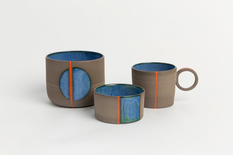 Blue Pottery Bowl | Wheel Thrown Handmade Stoneware