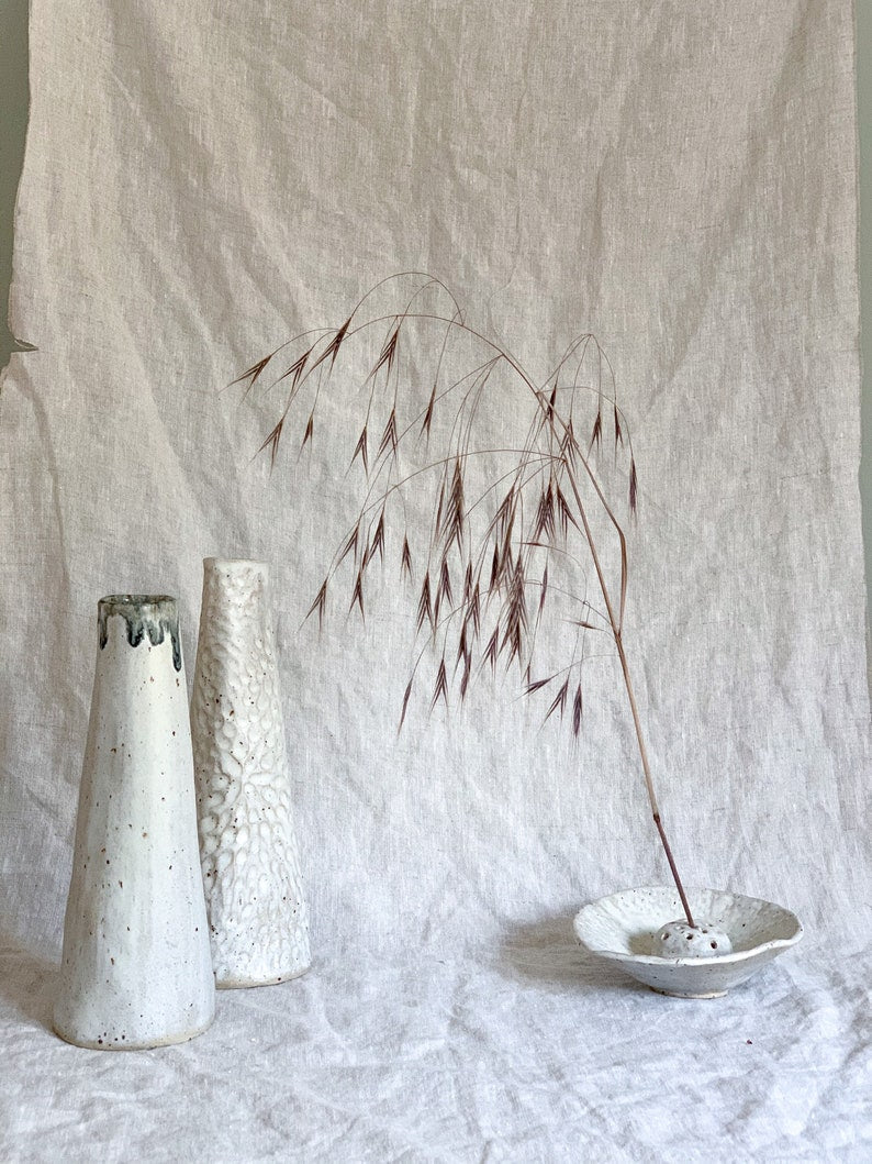 Ceramic Stem Ophelia Vase - Off White