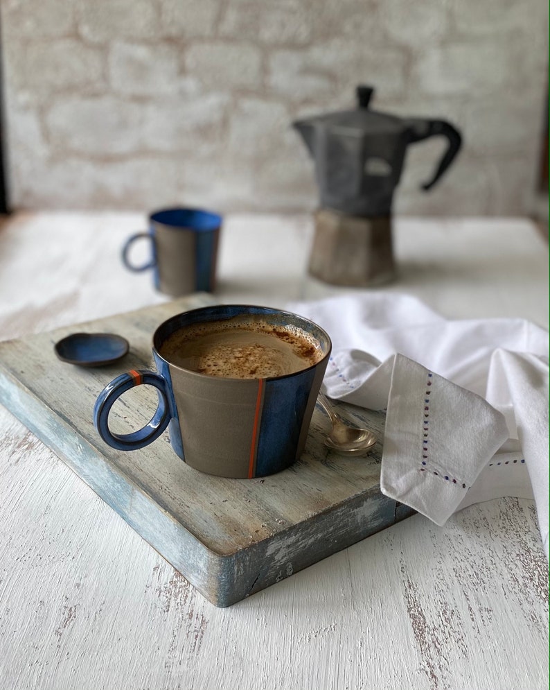 Earthy Stoneware Pottery Mug Handcrafted Ceramic Tea Mug