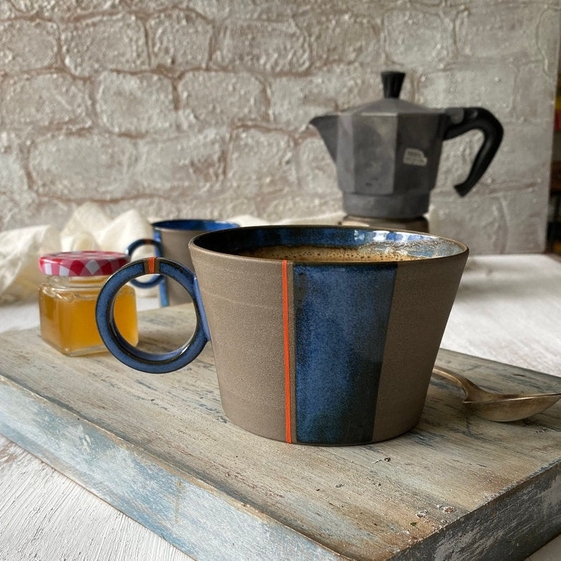 Earthy Stoneware Pottery Mug Handcrafted Ceramic Tea Mug