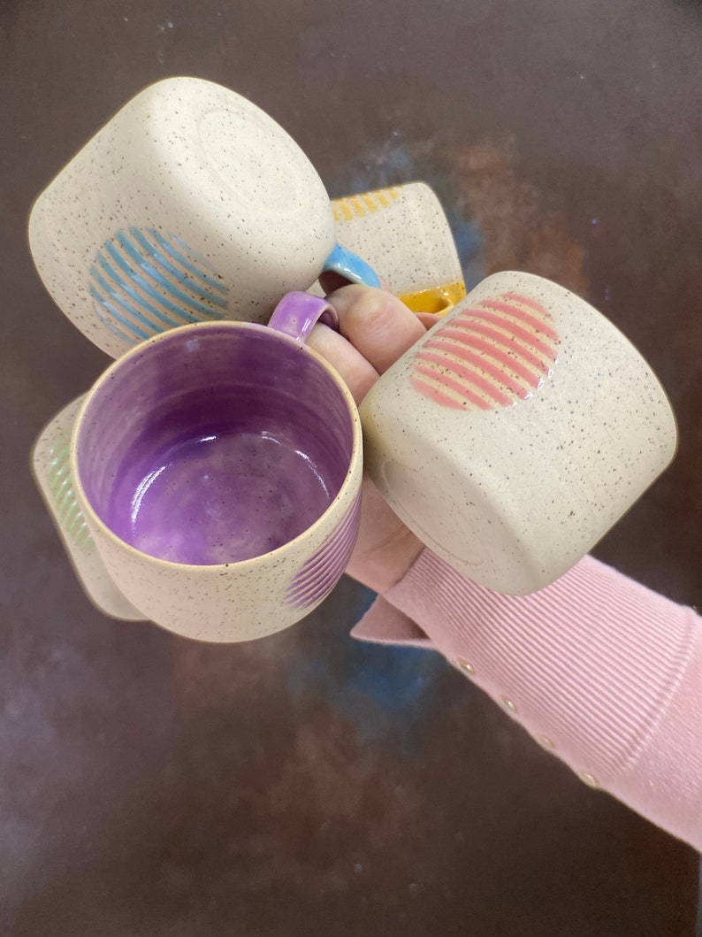Large Stoneware Mug with Bowl - Modern & Handmade