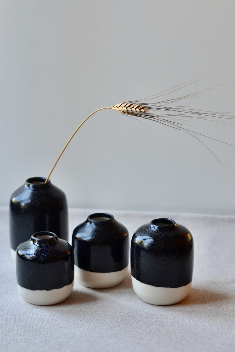 Black And White Ceramic Vase | Handmade Speckled Vase (Medium)