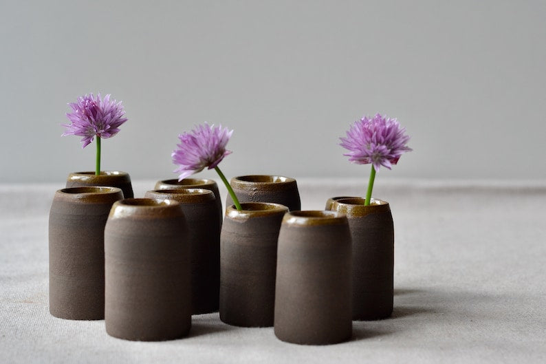 Brown Ceramic Brown Vase - Set of 5 Vases