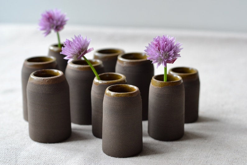 Brown Ceramic Brown Vase - Set of 5 Vases