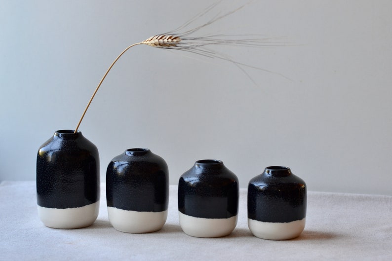 Black And White Ceramic Vase | Handmade Speckled Vase (Medium)