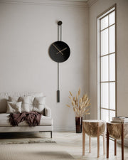 Large Modern Wall Clock - (Black Walnut Colour)