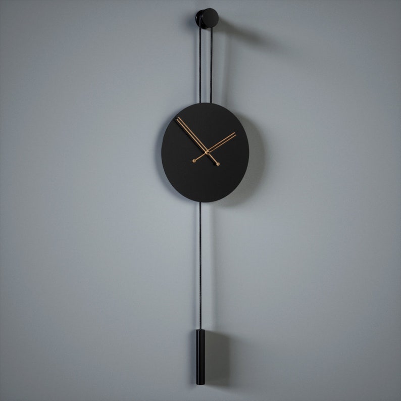 Large Modern Wall Clock - (Black Walnut Colour)