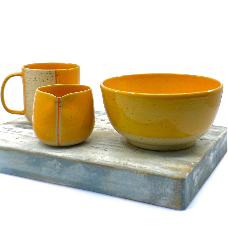 Handmade Breakfast Set of Bowl,Mug & Creamer