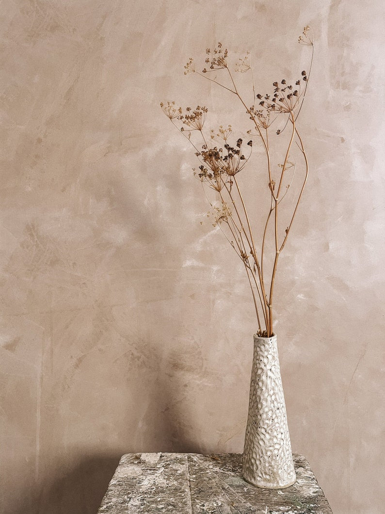 Ceramic Stem Ophelia Vase - Off White