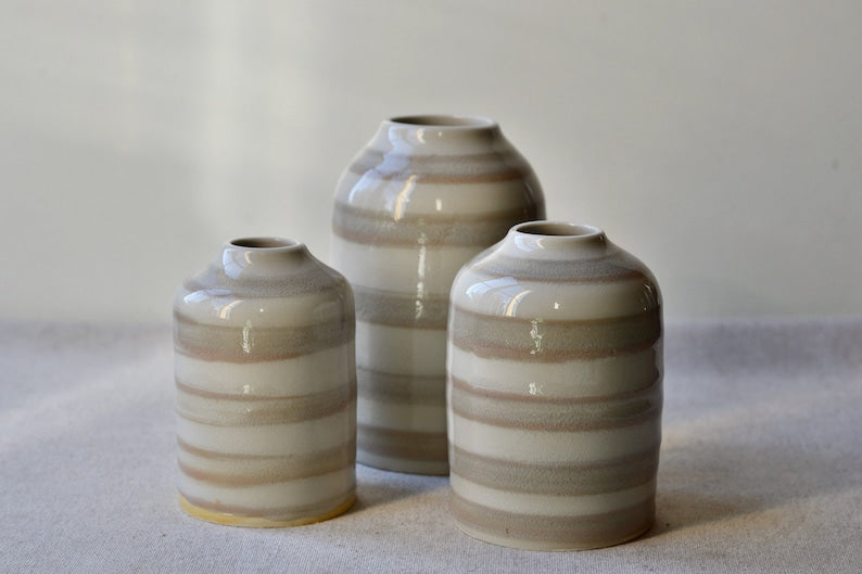 3 Vases Set | Bud Vases | Striped Vases
