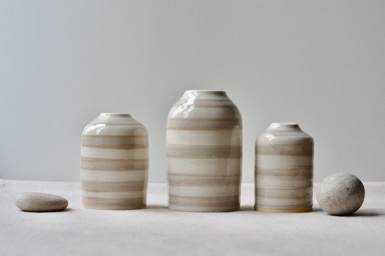 3 Vases Set | Bud Vases | Striped Vases