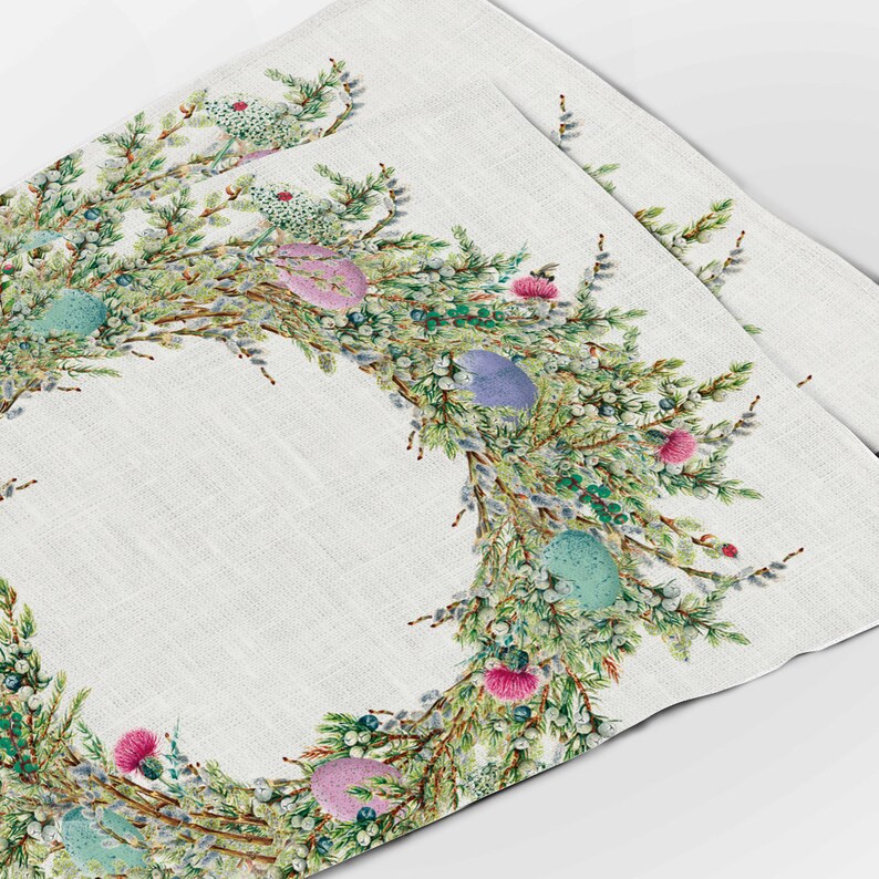 Easter Wreath Placement Set | 100% Linen (6 Placemats)