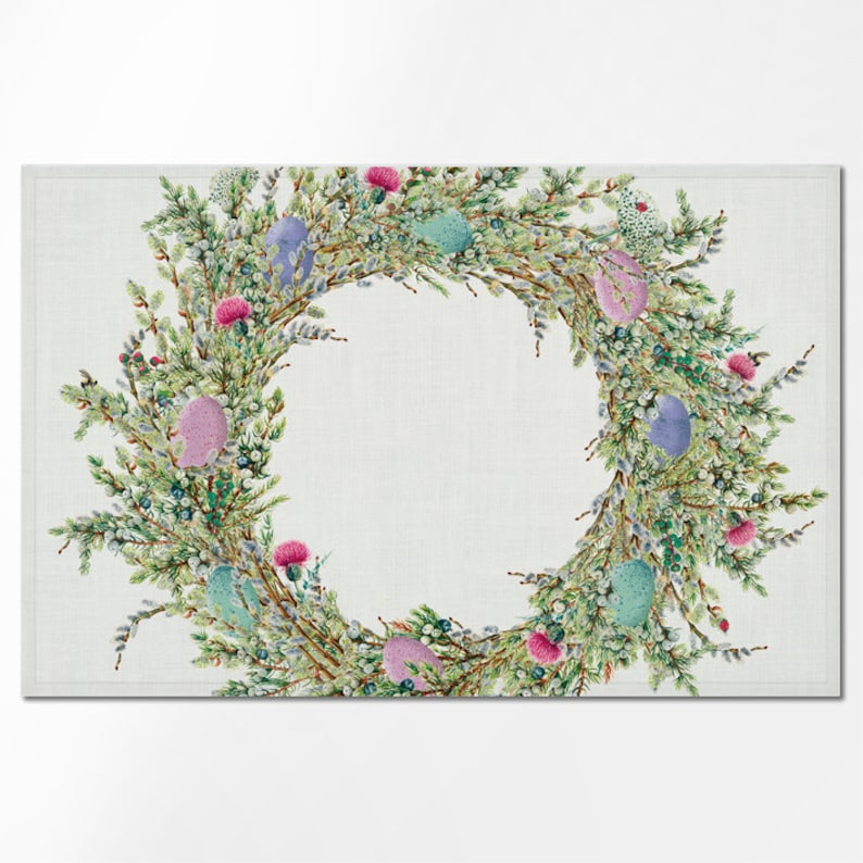 Easter Wreath Placement Set | 100% Linen (6 Placemats)