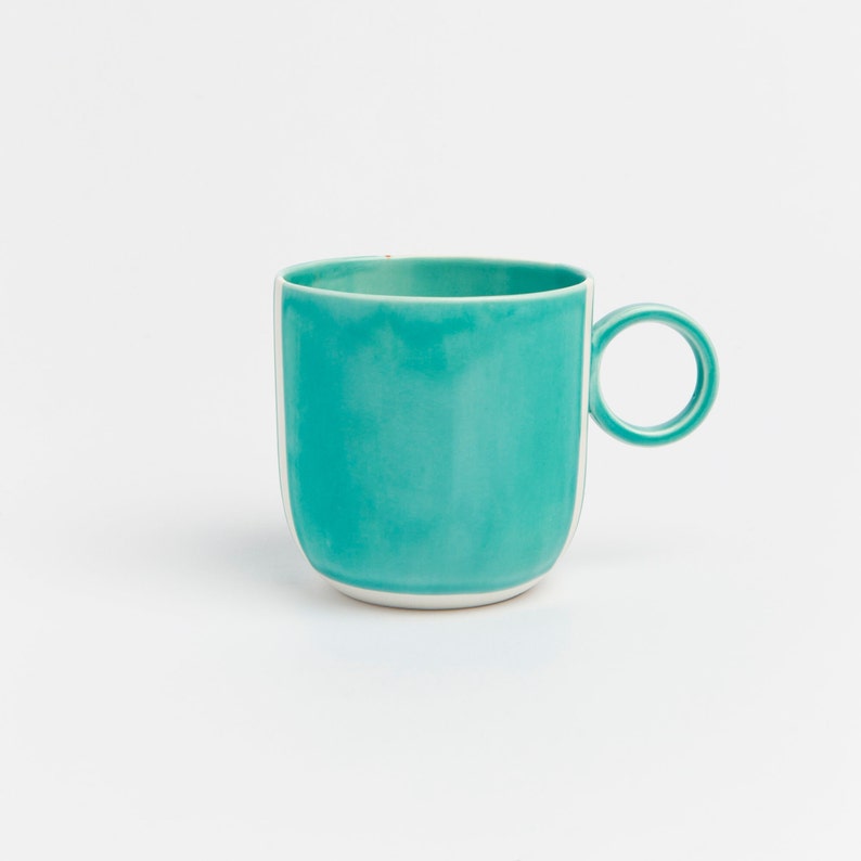 Porcelain Green Mug | Modern Artisan Ceramic Coffee Cup