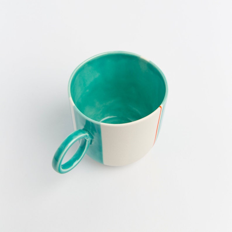 Porcelain Green Mug | Modern Artisan Ceramic Coffee Cup