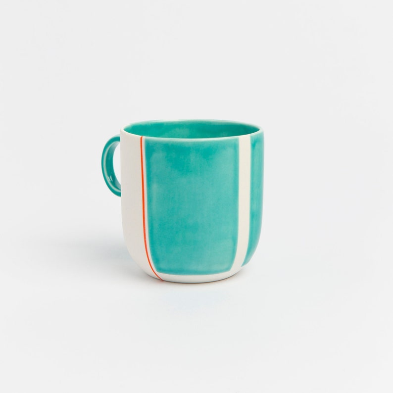 Porcelain Green Mug | Modern Artisan Ceramic Coffee Cup