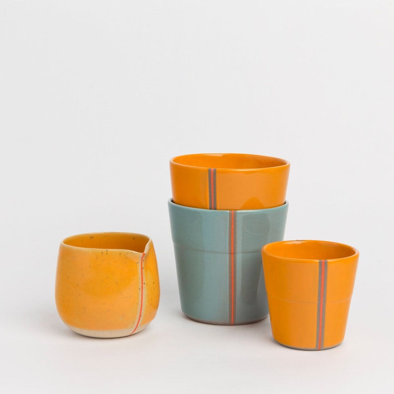Handmad Without Handle Orange Espresso Cup