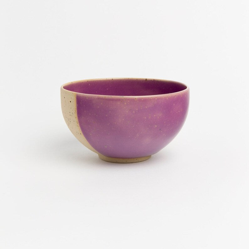 Wheel Thrown Stoneware Pottery Bowl Handmade - Purple