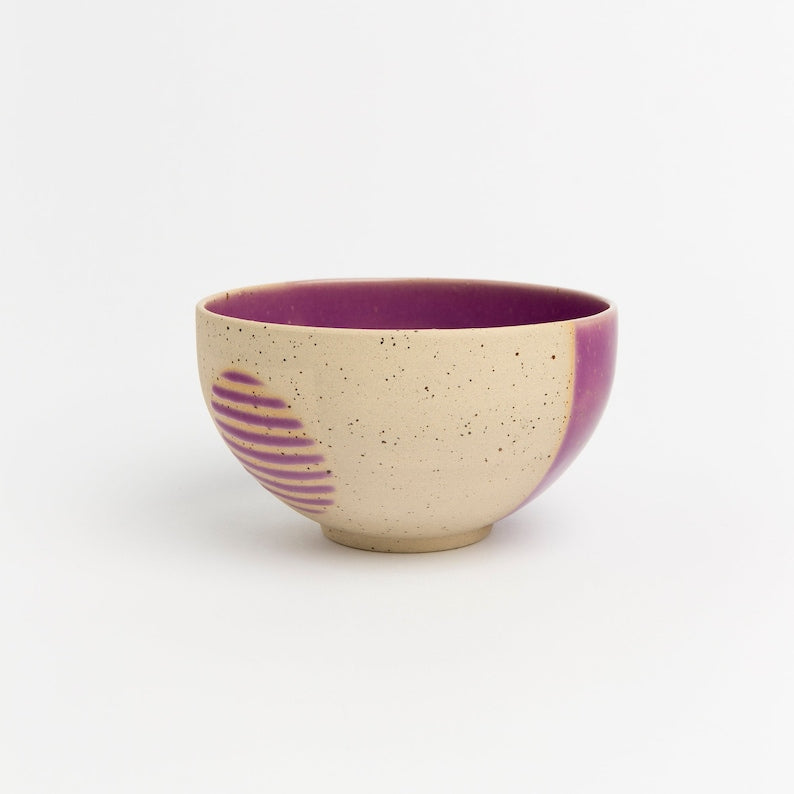 Wheel Thrown Stoneware Pottery Bowl Handmade - Purple
