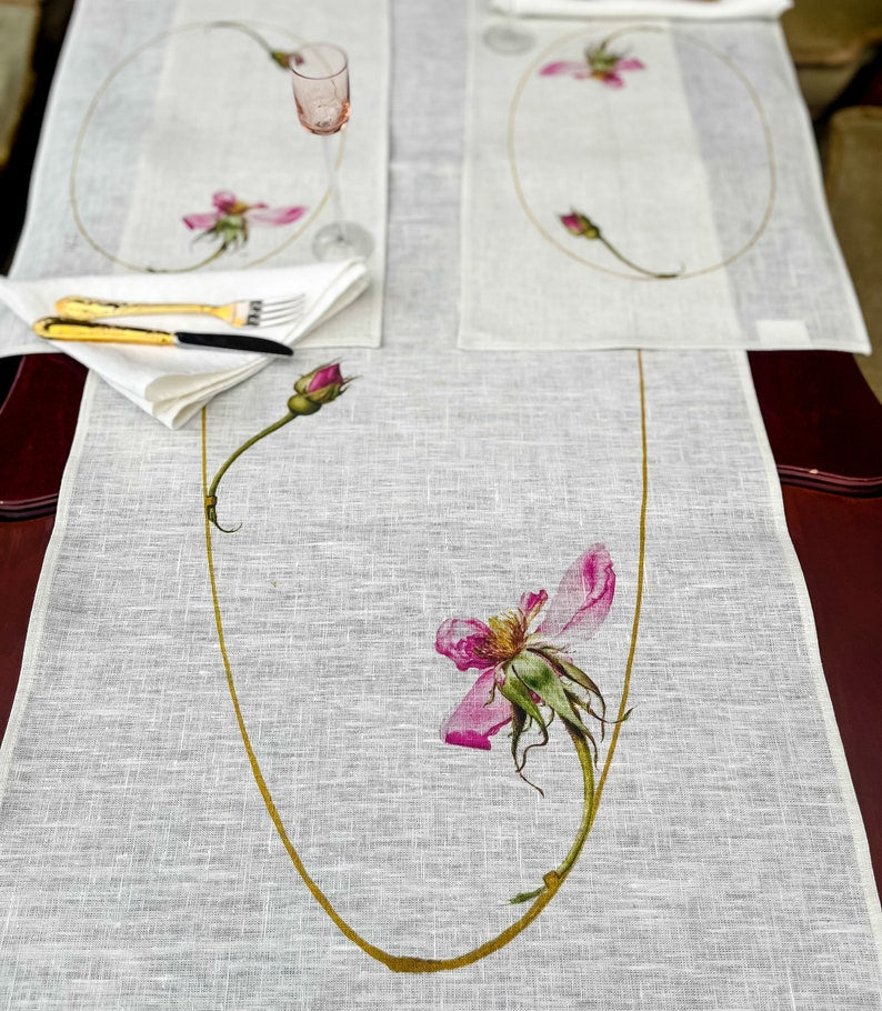 A Rosebud and a Disintegrating Pink Rose Table Runner (1575–1580)