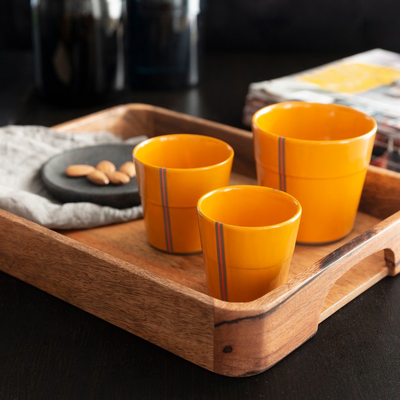 Handmad Without Handle Orange Espresso Cup